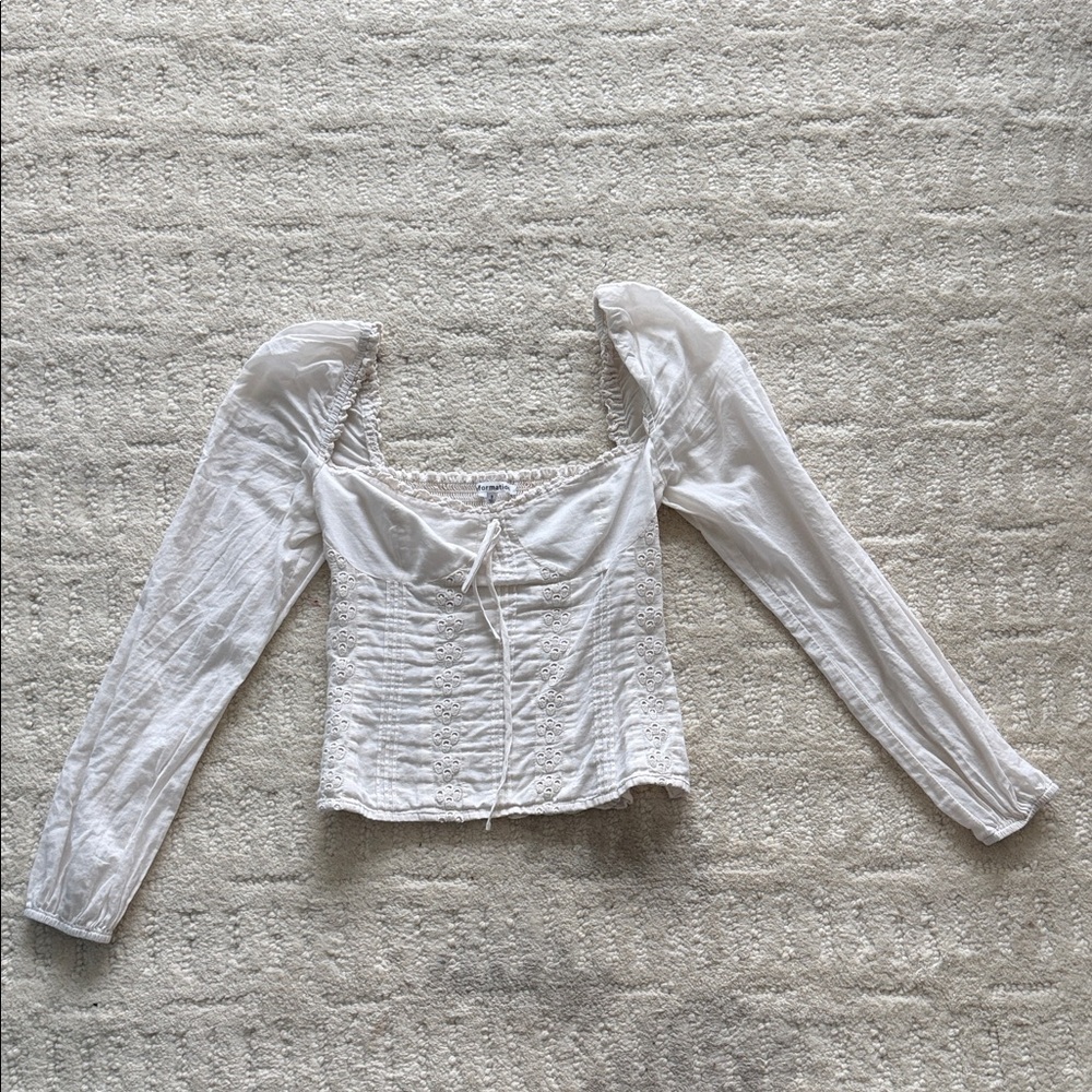Reformation White Puff Sleeve Top reformation size 2